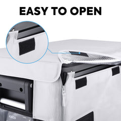 ICECO two-piece insulated protective cover on a VL45ProS portable fridge, gray