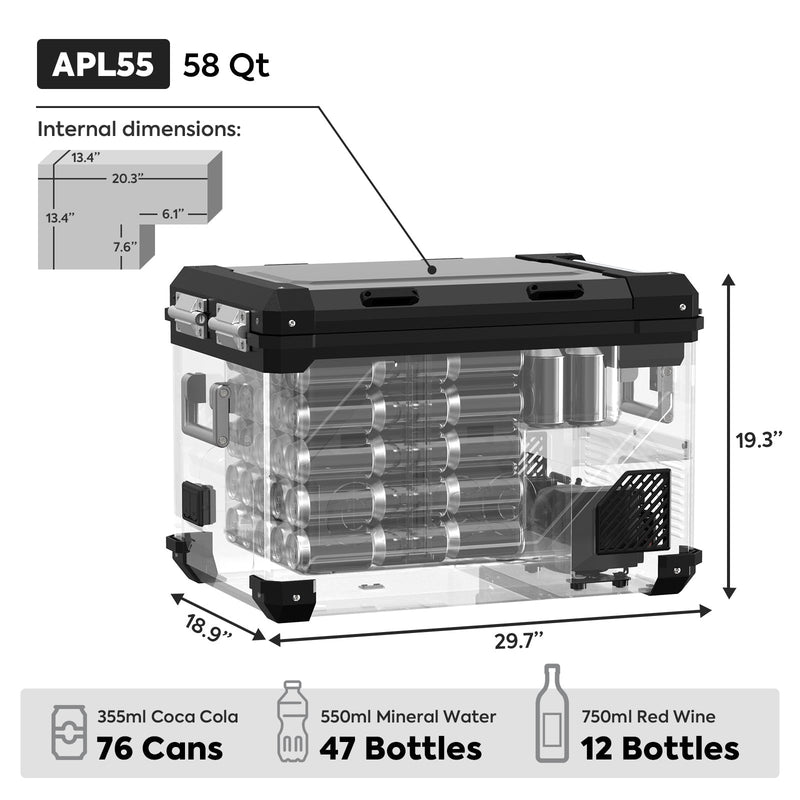 ICECO APL55 58QT dual zone 12V fridge freezer