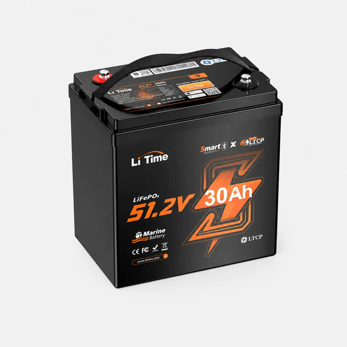 LiTime 48V 30Ah GC2 Bluetooth LiFePO4 Golf Cart & Marine Battery