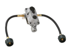 2 stage propane regulator dual tank on white background