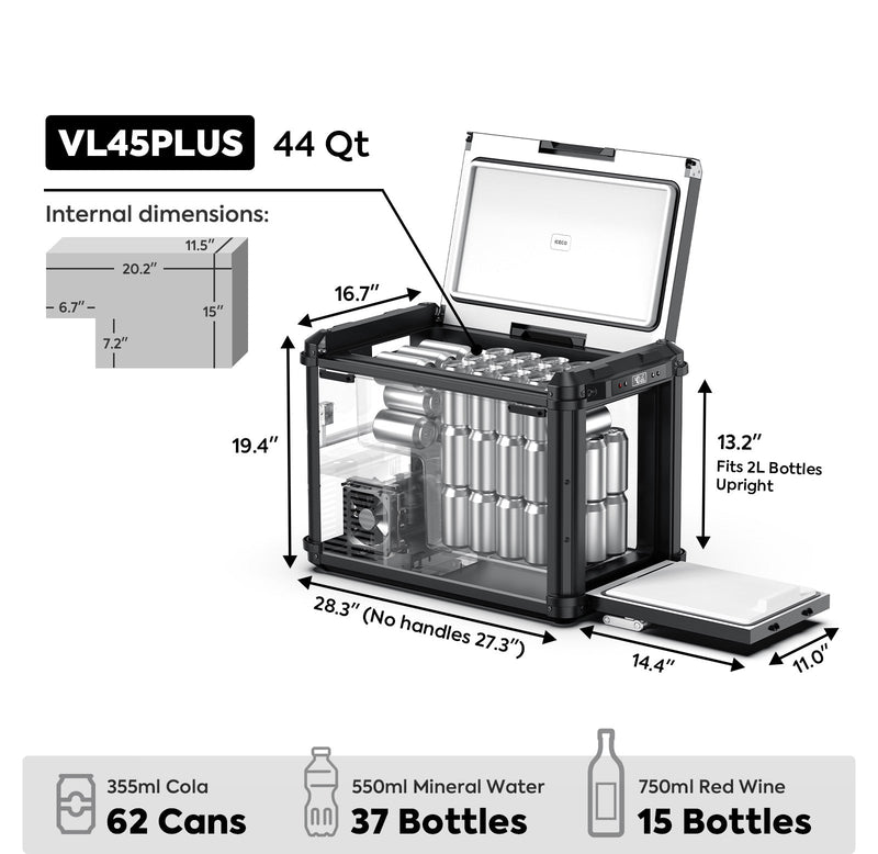 ICECO VL45PLUS 3-way access portable fridge freezer, black