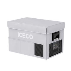 ICECO upgraded insulated protective cover on a VL60ProS portable fridge, gray