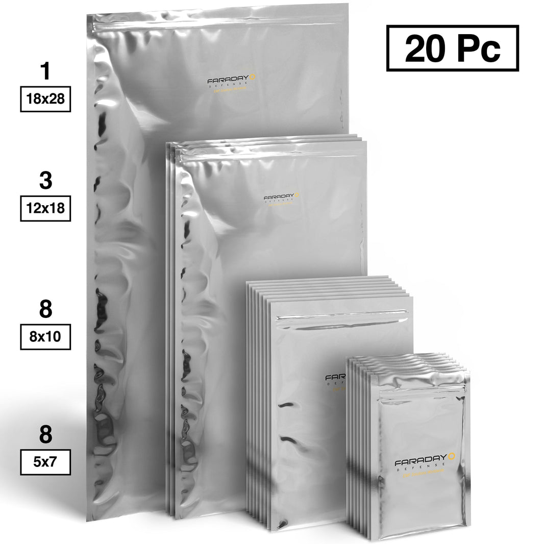 Faraday Defense NEST-Z Large Kit, 20 EMP Bags (5x7 to 18x28 Jumbo)