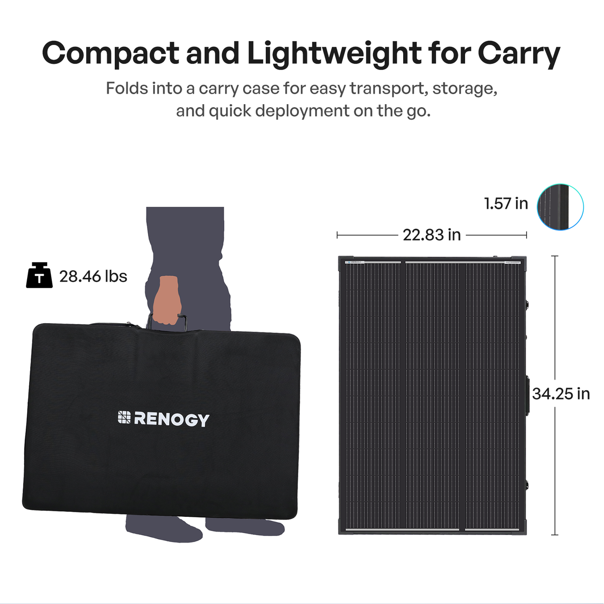 Renogy N-Type folding solar suitcase kit, open