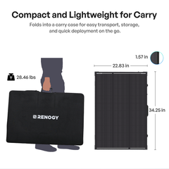 Renogy N-Type folding solar suitcase kit, open