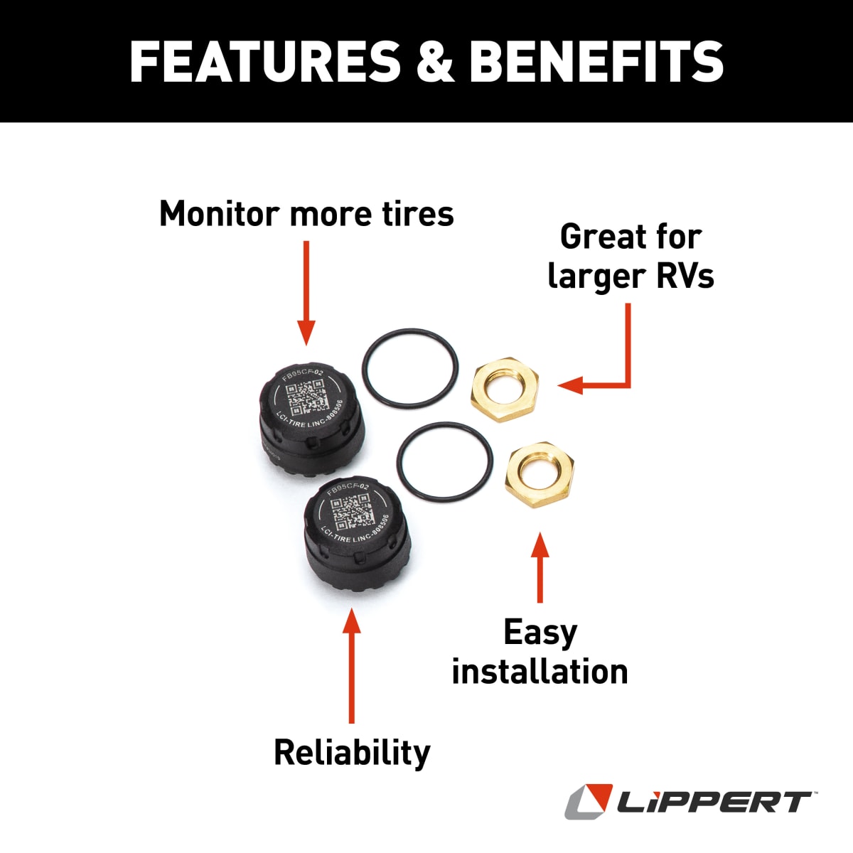 Lippert Tire Linc TPMS External Stem-Mount Tire Sensors, 2-Pack - view 3