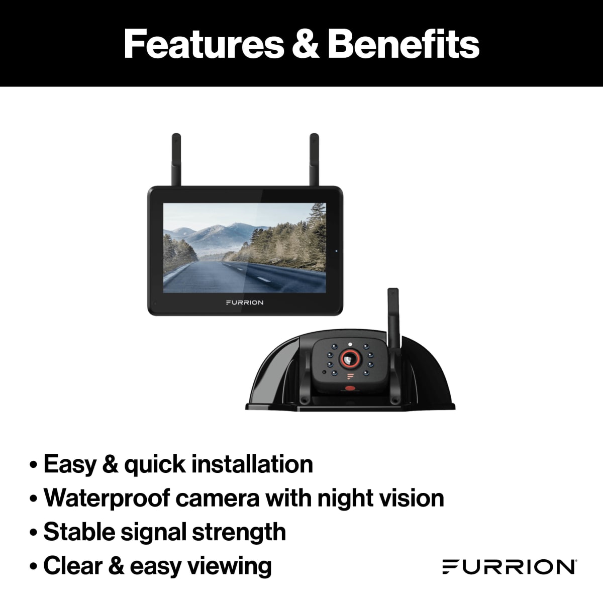 Furrion Vision S+ RV Backup Camera System, 7" Monitor & Sharkfin Camera - view 3