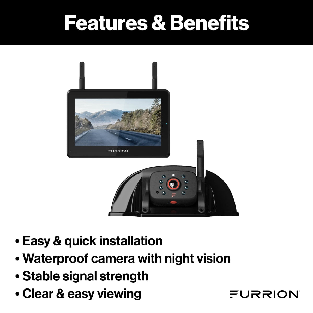 Furrion Vision S+ RV Backup Camera System, 5" Monitor & Rear Sharkfin Camera - view 3