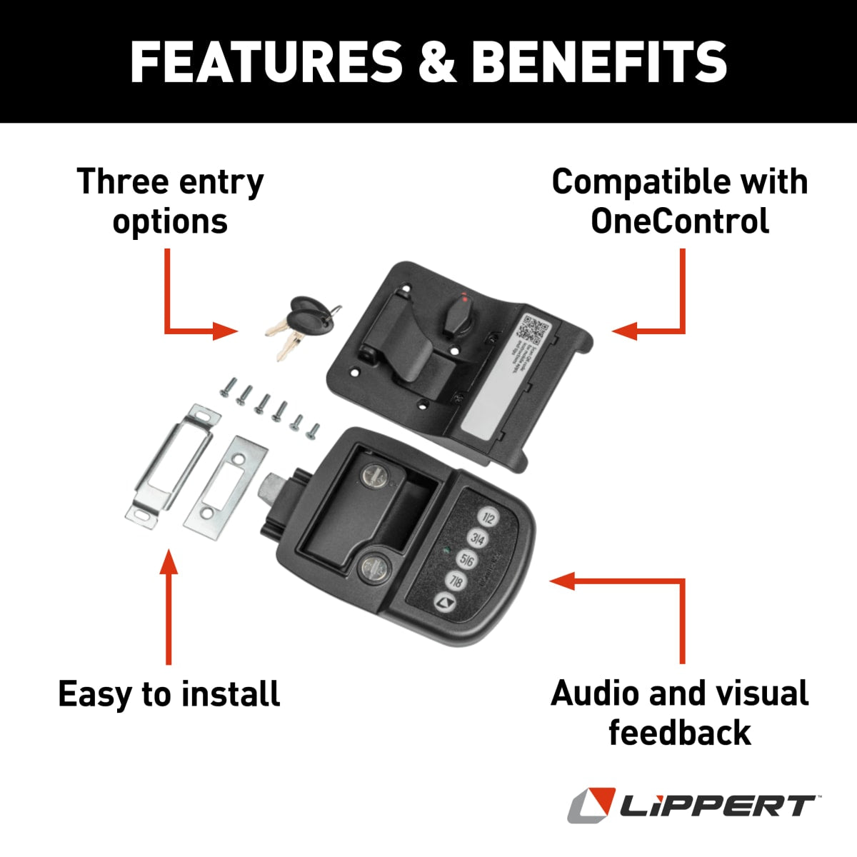 Lippert Keyless Bluetooth RV Entry Door Lock, Right Hand - view 3
