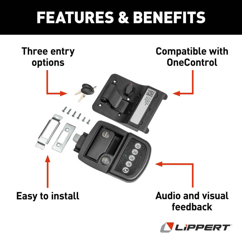 Lippert Keyless Bluetooth RV Entry Door Lock, Right Hand - view 3