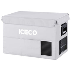 ICECO two-piece insulated protective cover on a VL45ProS portable fridge, gray