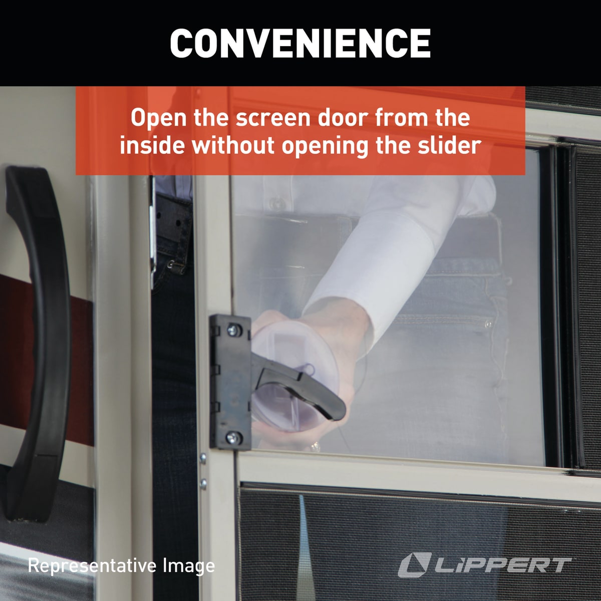Lippert RV Screen Door Slider Panel with Push-Down Knob - view 5