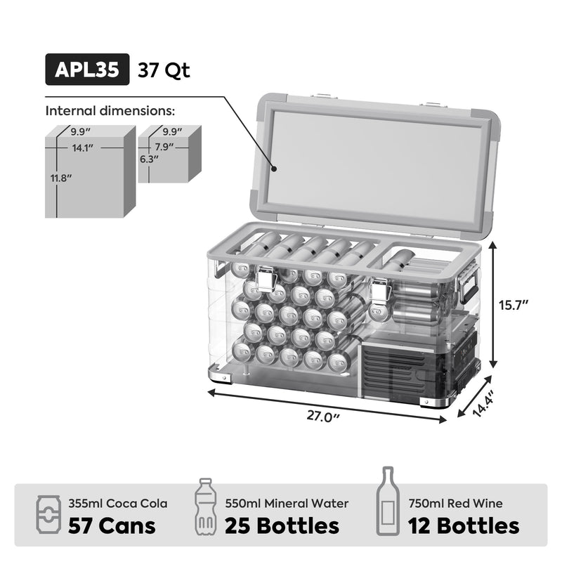 ICECO APL35 37QT dual zone aluminum portable fridge freezer