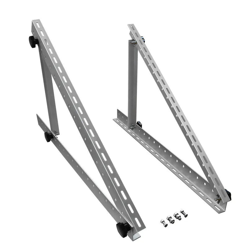Renogy RV solar panel tilt mount brackets angled on a roof