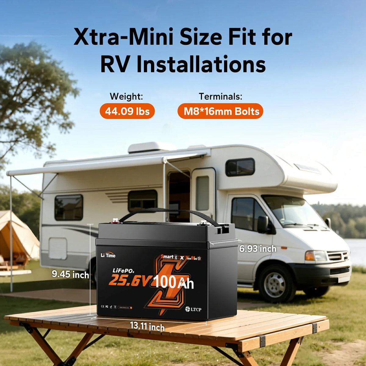 LiTime 24V 100Ah Group 31 Bluetooth LiFePO4 Battery