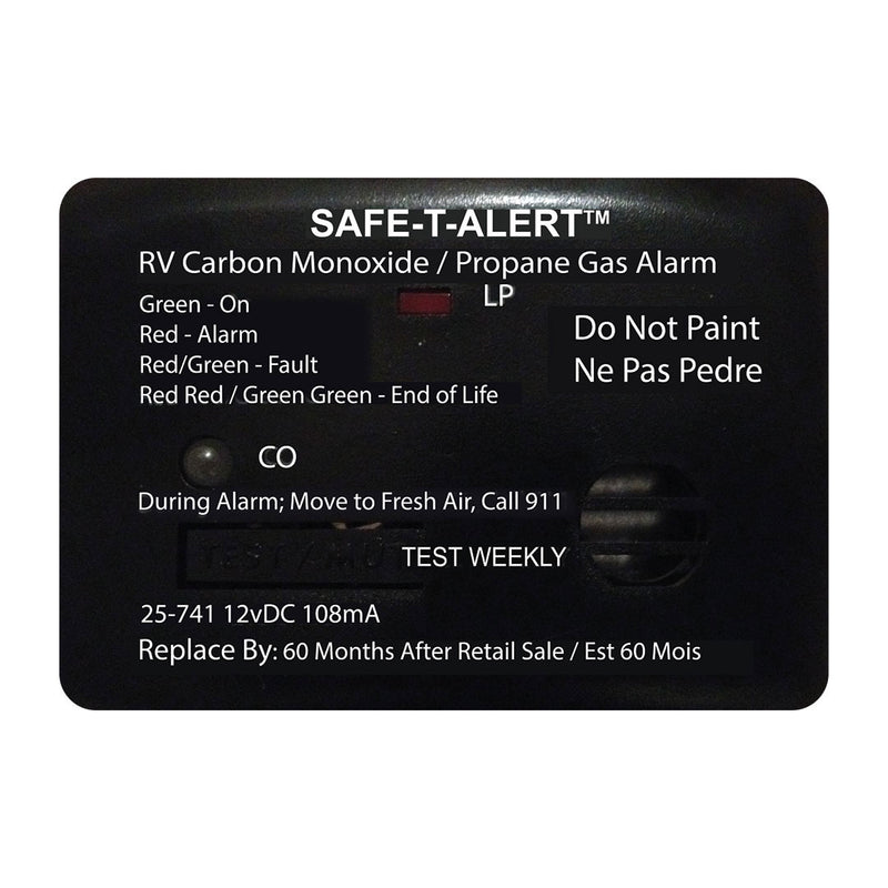 Safe-T-Alert 25-741-BL CO and propane alarm, black