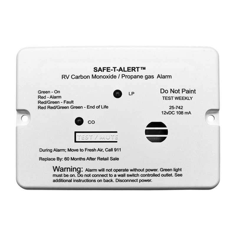 Safe-T-Alert 25-742-WT CO and propane alarm, white
