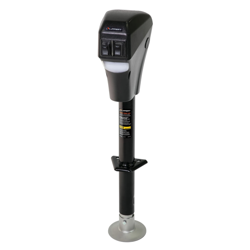 Lippert Power Tongue Jack, 3,500 lb, 18" Stroke with LED Lights, Black