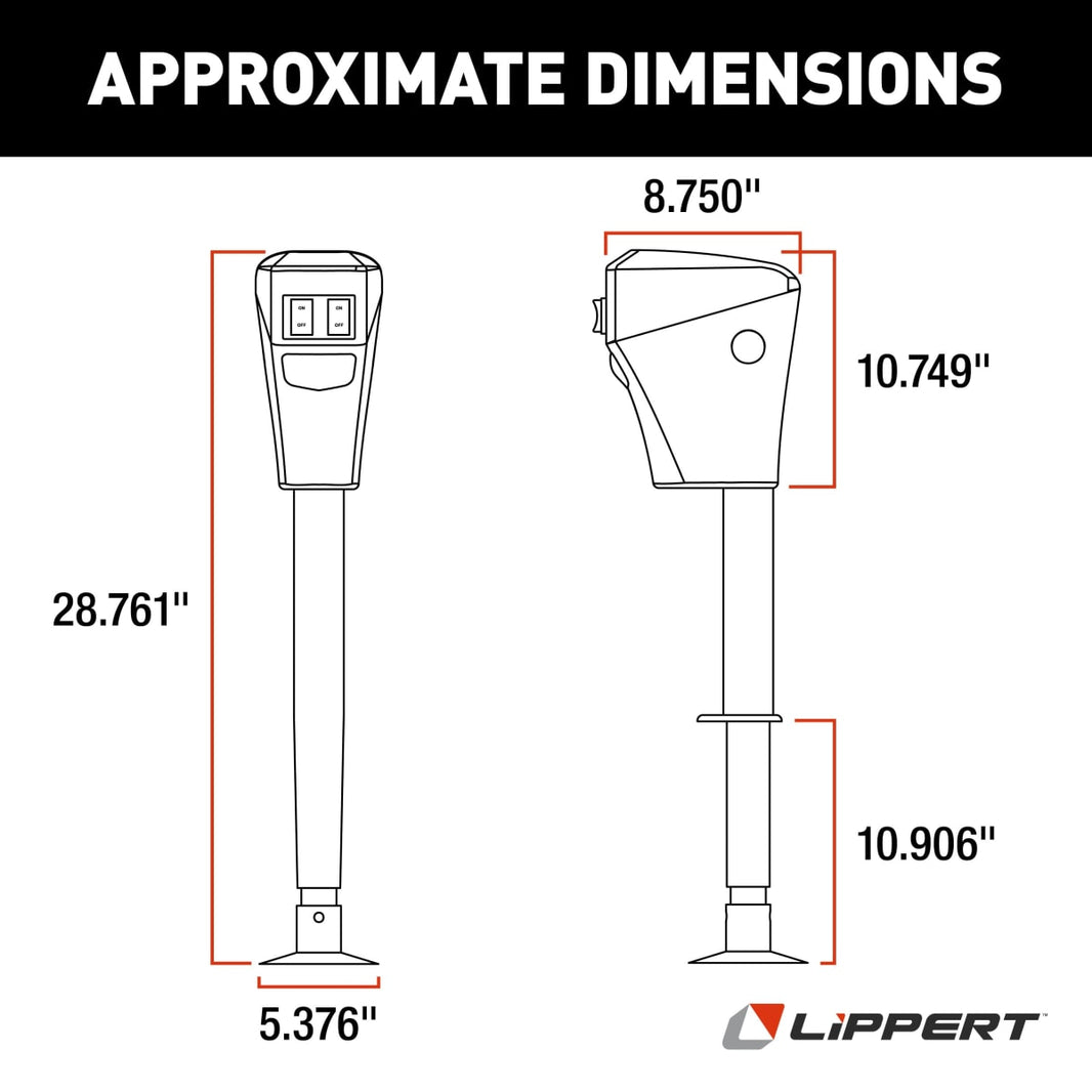Lippert Power Tongue Jack, 3,500 lb, 18" Stroke with LED Lights, Black - view 2