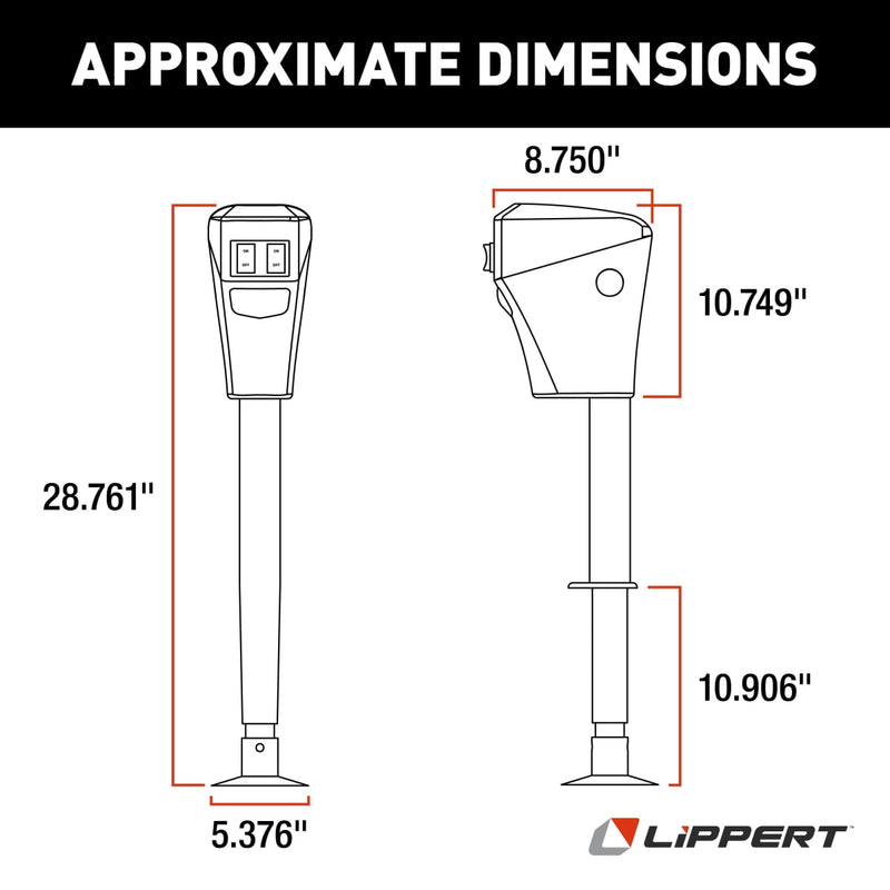Lippert Power Tongue Jack, 3,500 lb, 18" Stroke with LED Lights, Black - view 2