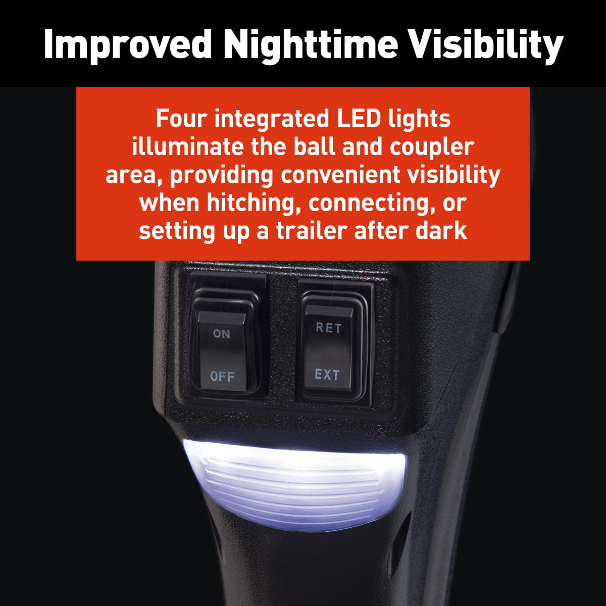 Lippert Power Tongue Jack, 3,500 lb, 18" Stroke with LED Lights, Black - view 6