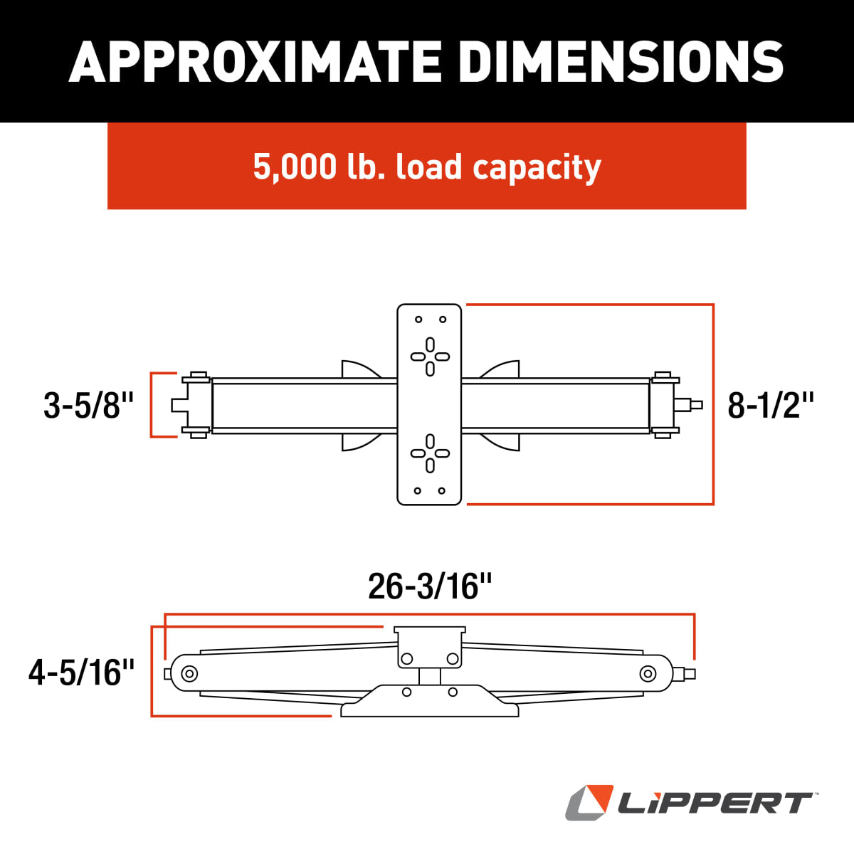 Lippert Manual RV Scissor Stabilizer Jack, 24", Single - view 2