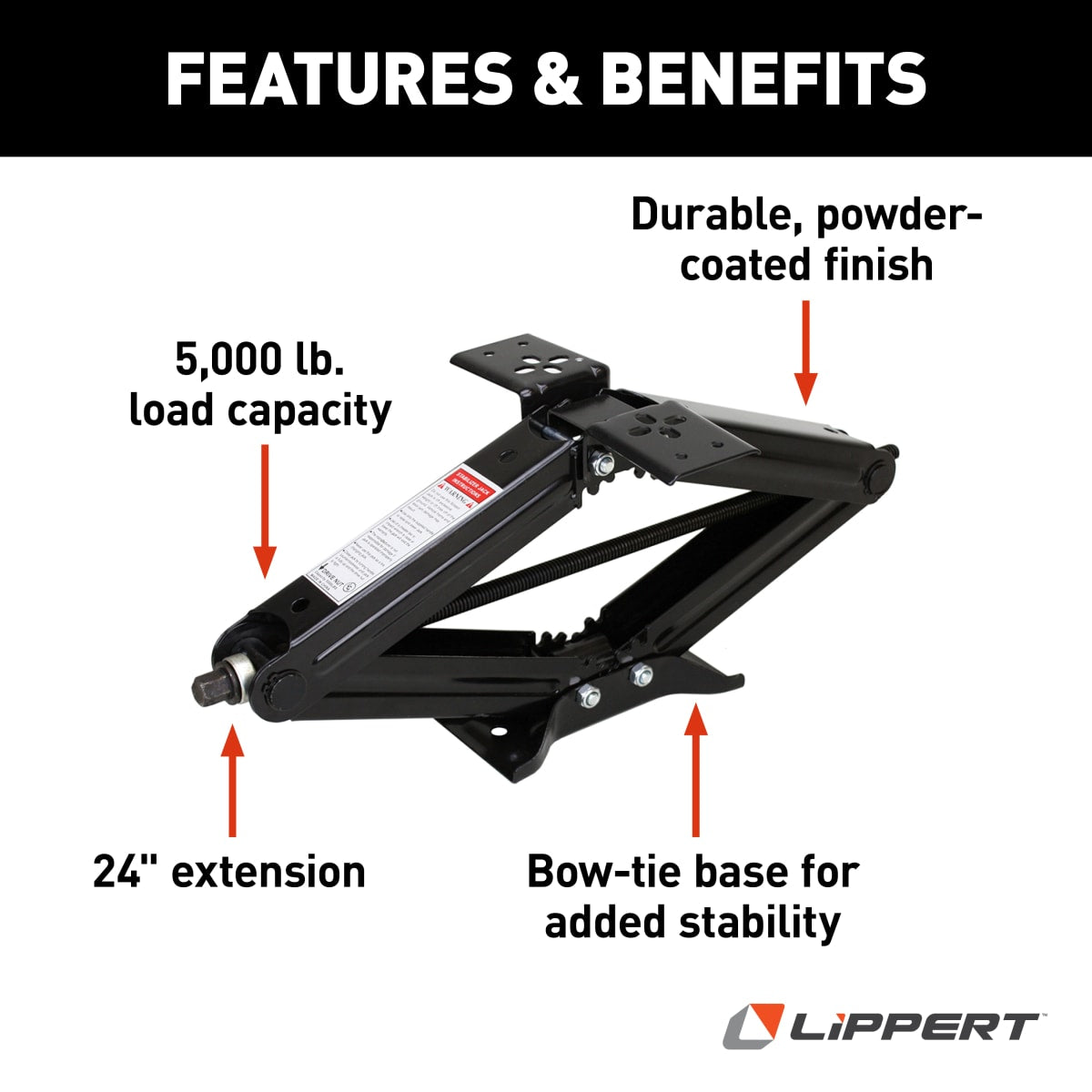 Lippert Manual RV Scissor Stabilizer Jack, 24", Single - view 3