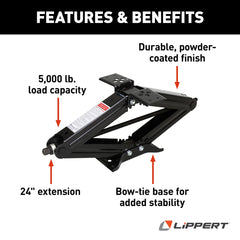 Lippert Manual RV Scissor Stabilizer Jack, 24", Single - view 3