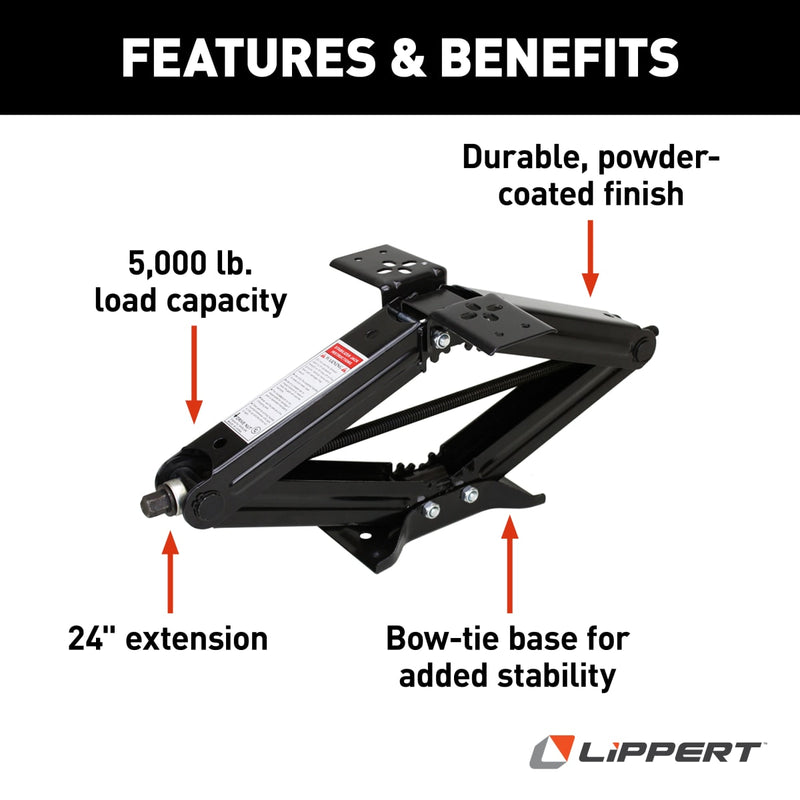 Lippert Manual RV Scissor Stabilizer Jack, 24", Single - view 3