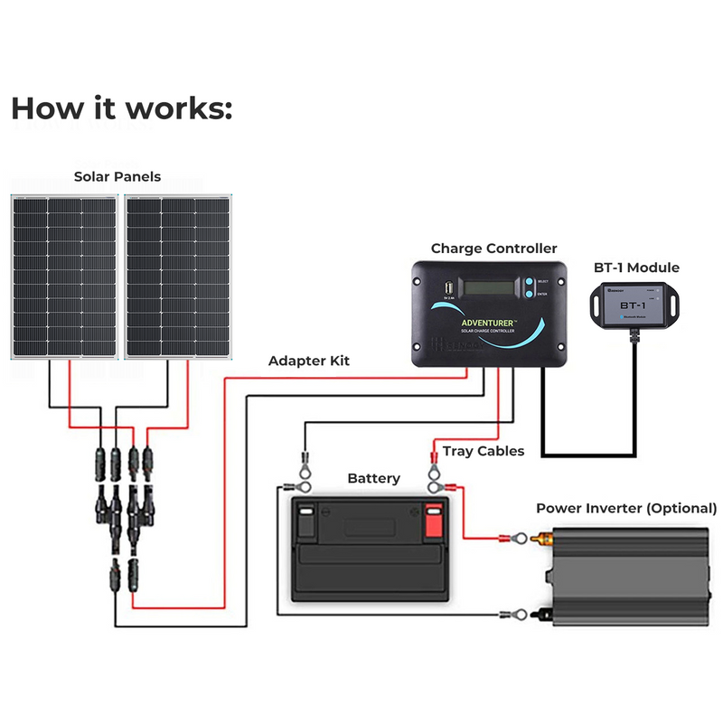 Renogy 200W 12V essential solar kit with two panels and flush mount controller