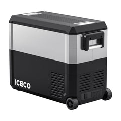 ICECO JP50 Pro 51 qt wheeled fridge freezer, black with silver side panels