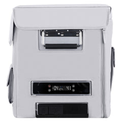 ICECO insulated protective cover on an APL35 portable fridge, gray