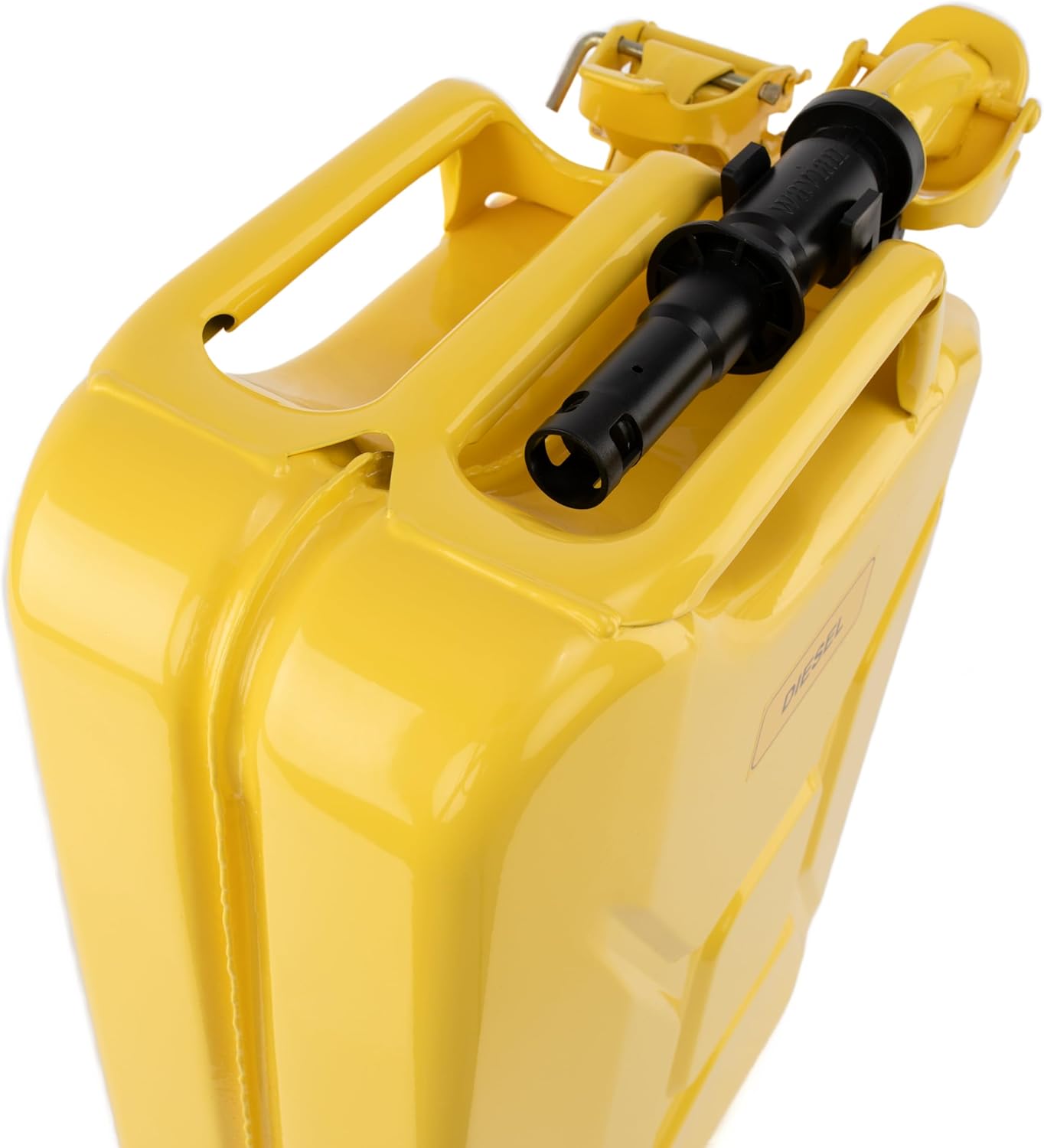 Wavian USA Authentic NATO Jerry Can and Spout System - Rust-Proof, EPA & CARB Compliant, Yellow, 20 Litre, Wavian 5 Gallon Gas Cans for Diesel