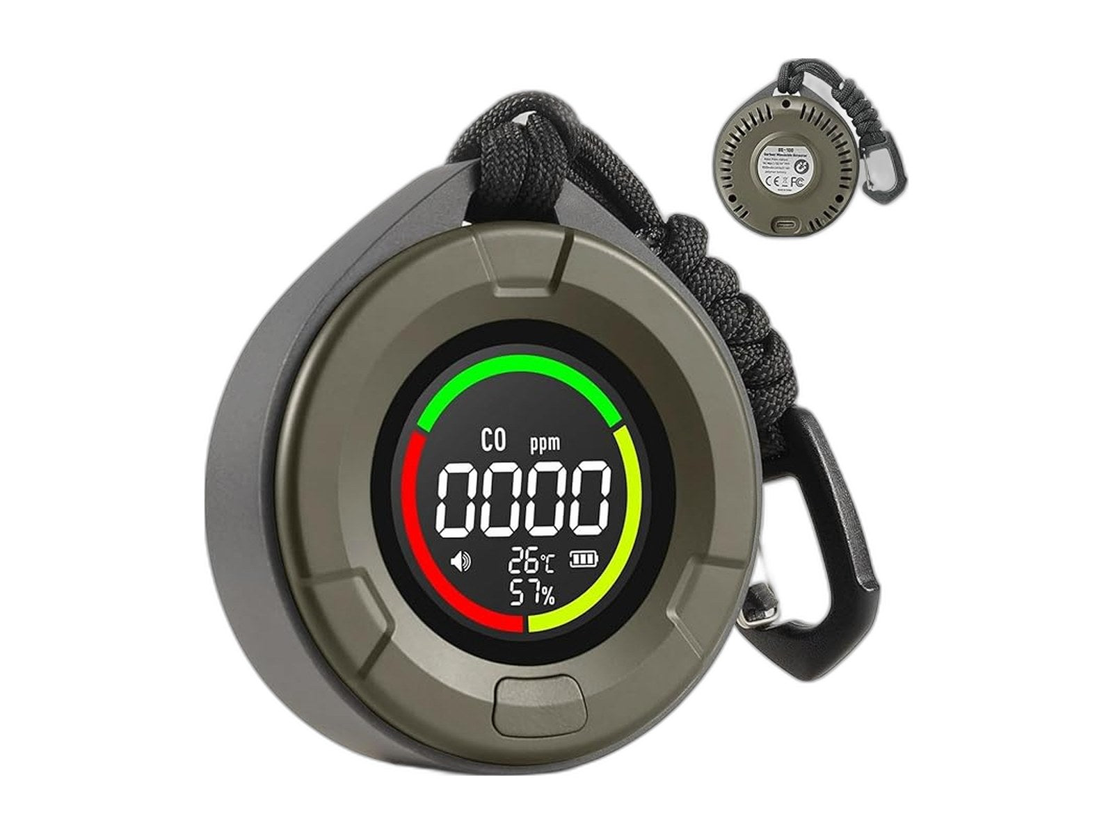 3 in 1 portable carbon monoxide detector for on white background