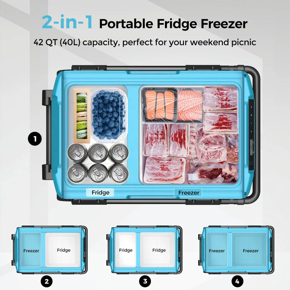 Renogy 42 quart portable refrigerator with wheels and handle