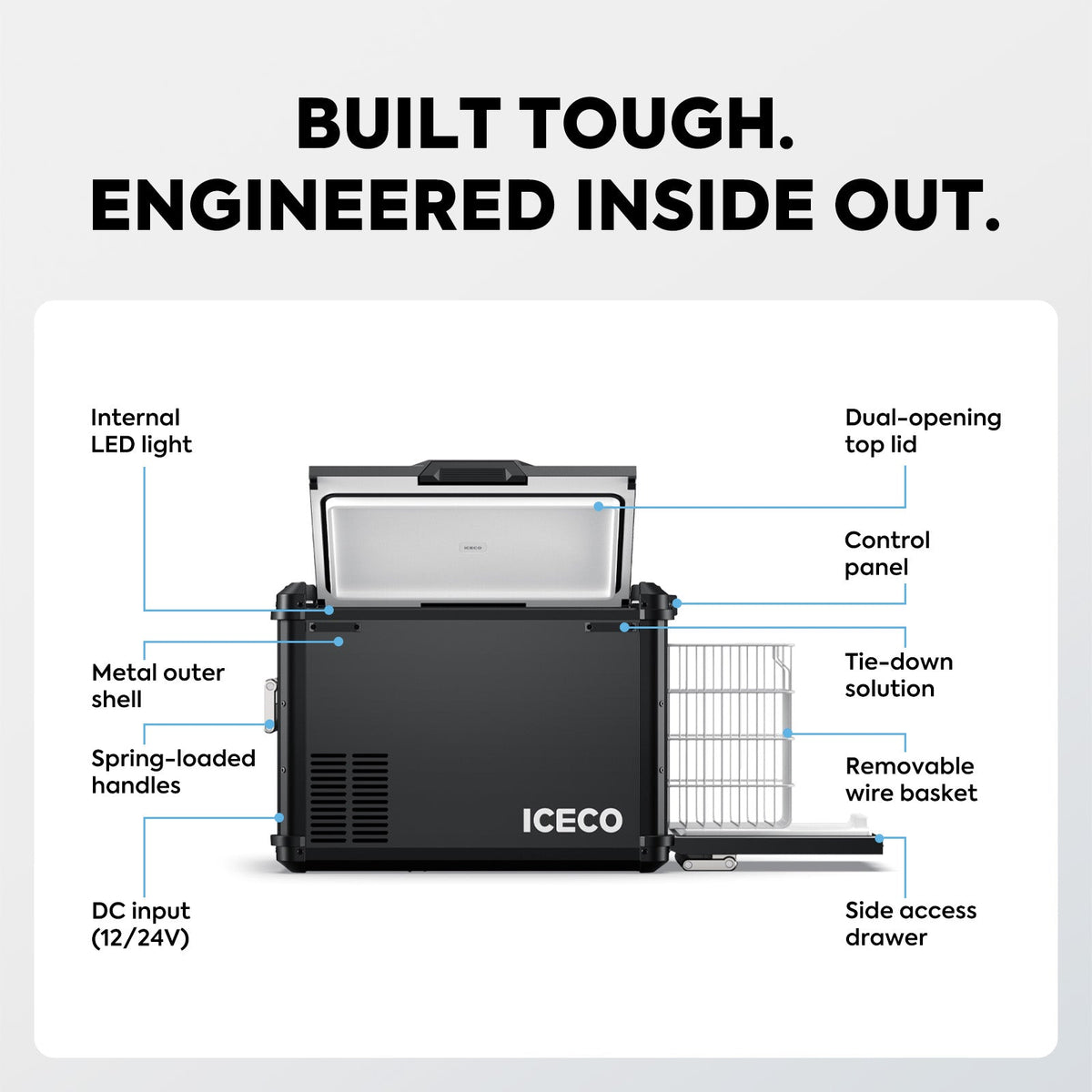 ICECO VL45PLUS 3-way access portable fridge freezer, black