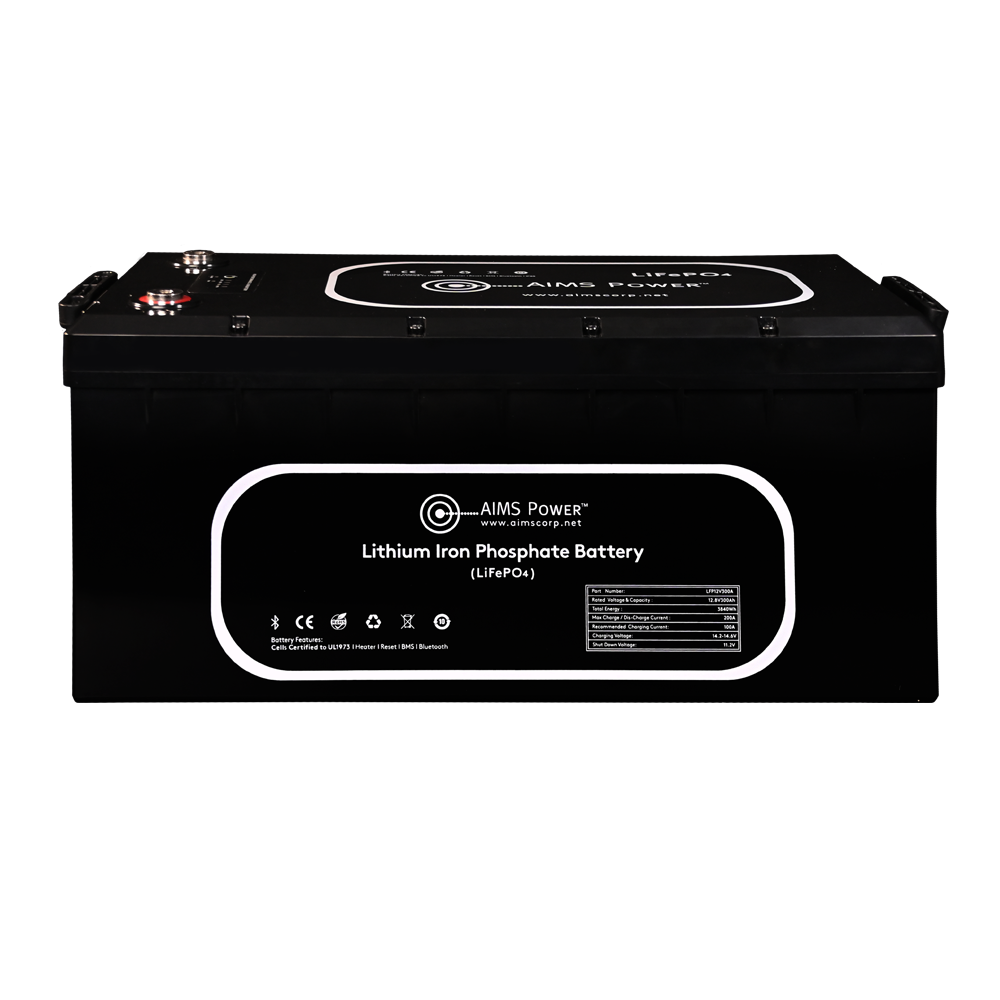 AIMS Power 12V 300Ah LiFePO4 Battery, Bluetooth, Heated, Wake-Up - view 2