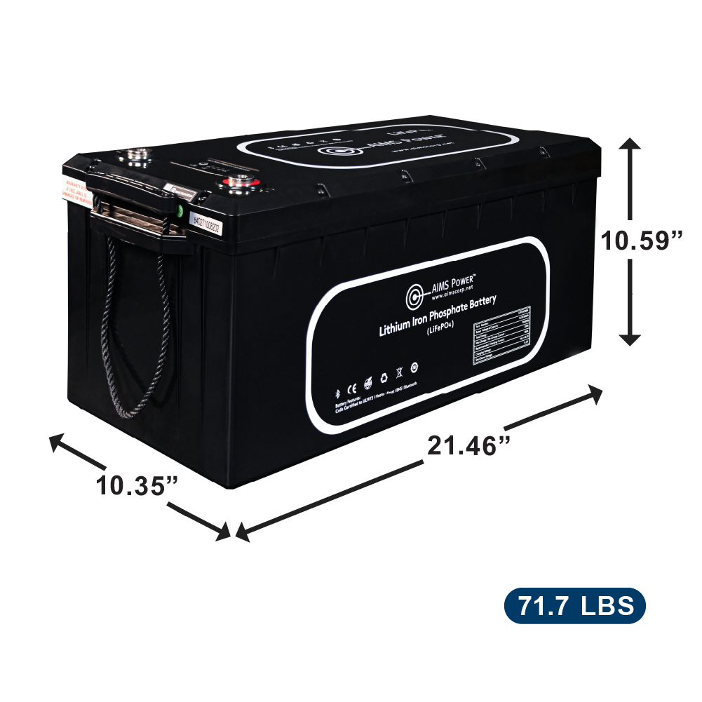 AIMS Power 12V 300Ah LiFePO4 Battery, Bluetooth, Heated, Wake-Up - view 3