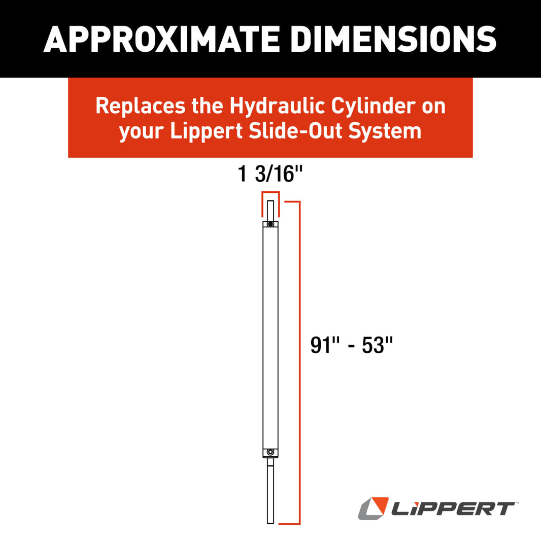 Lippert 53" RV Slide-Out Hydraulic Cylinder, 38" Stroke, 1-1/2" Bore - view 2
