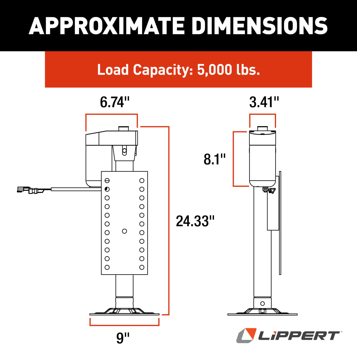 Lippert Ground Control 3.0 5th Wheel Leveling Rear Jack Leg, Right - view 2