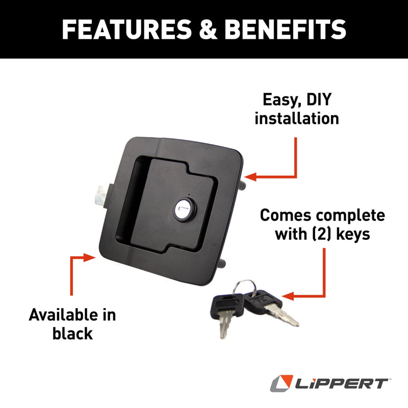 Lippert RV Baggage Door Lock with Global Latch, Black - view 2