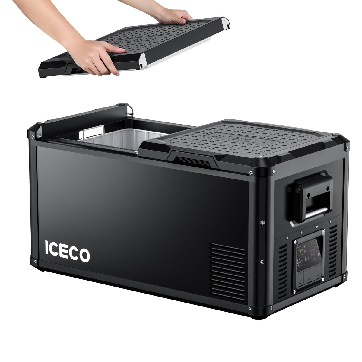 ICECO VL75ProD dual zone portable fridge freezer, black