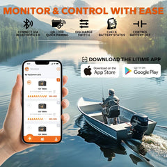LiTime 12V 100Ah OBM Bluetooth Lithium Battery for Electric Outboards
