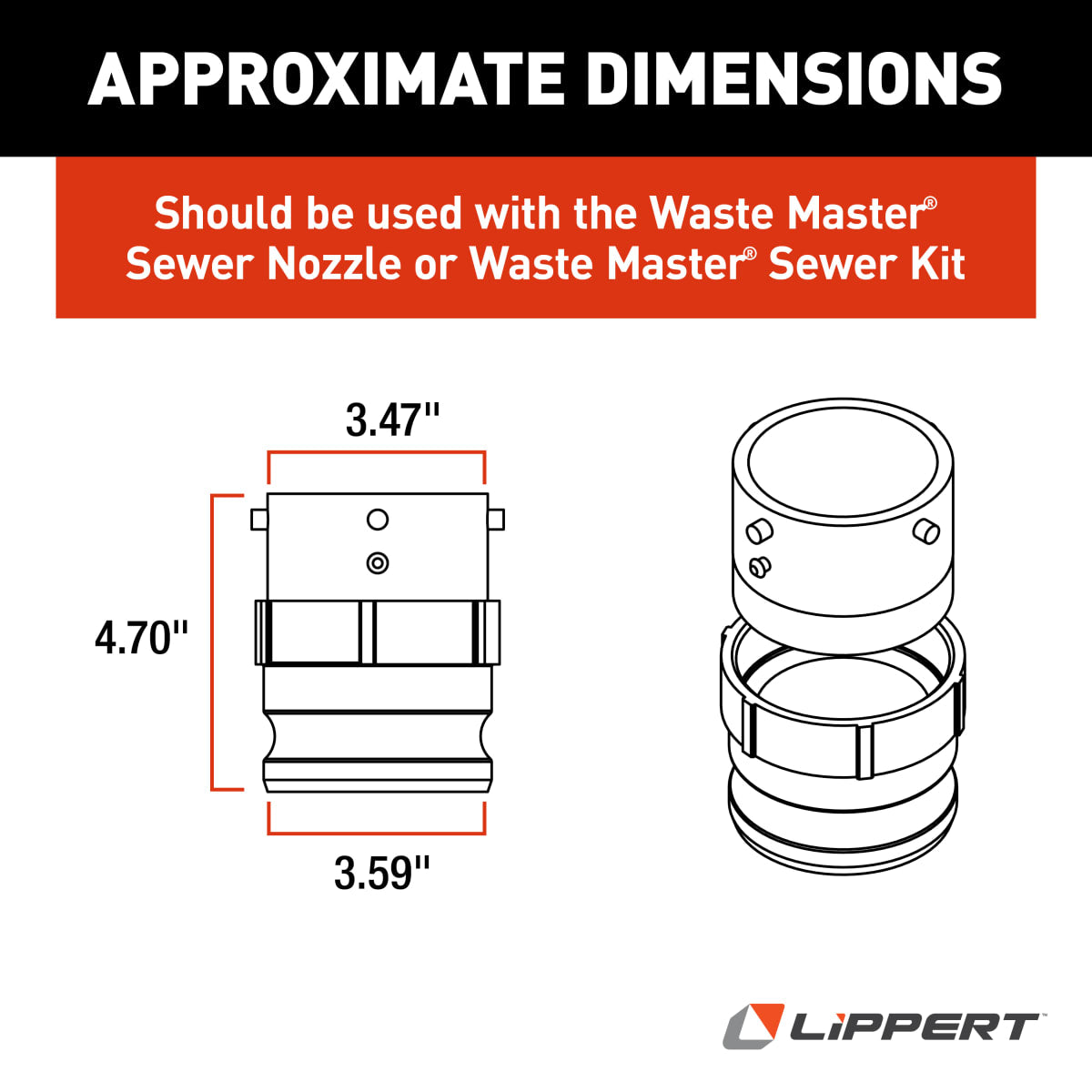 Lippert Waste Master RV Sewer Hose Male Bayonet Fitting Converter - view 2