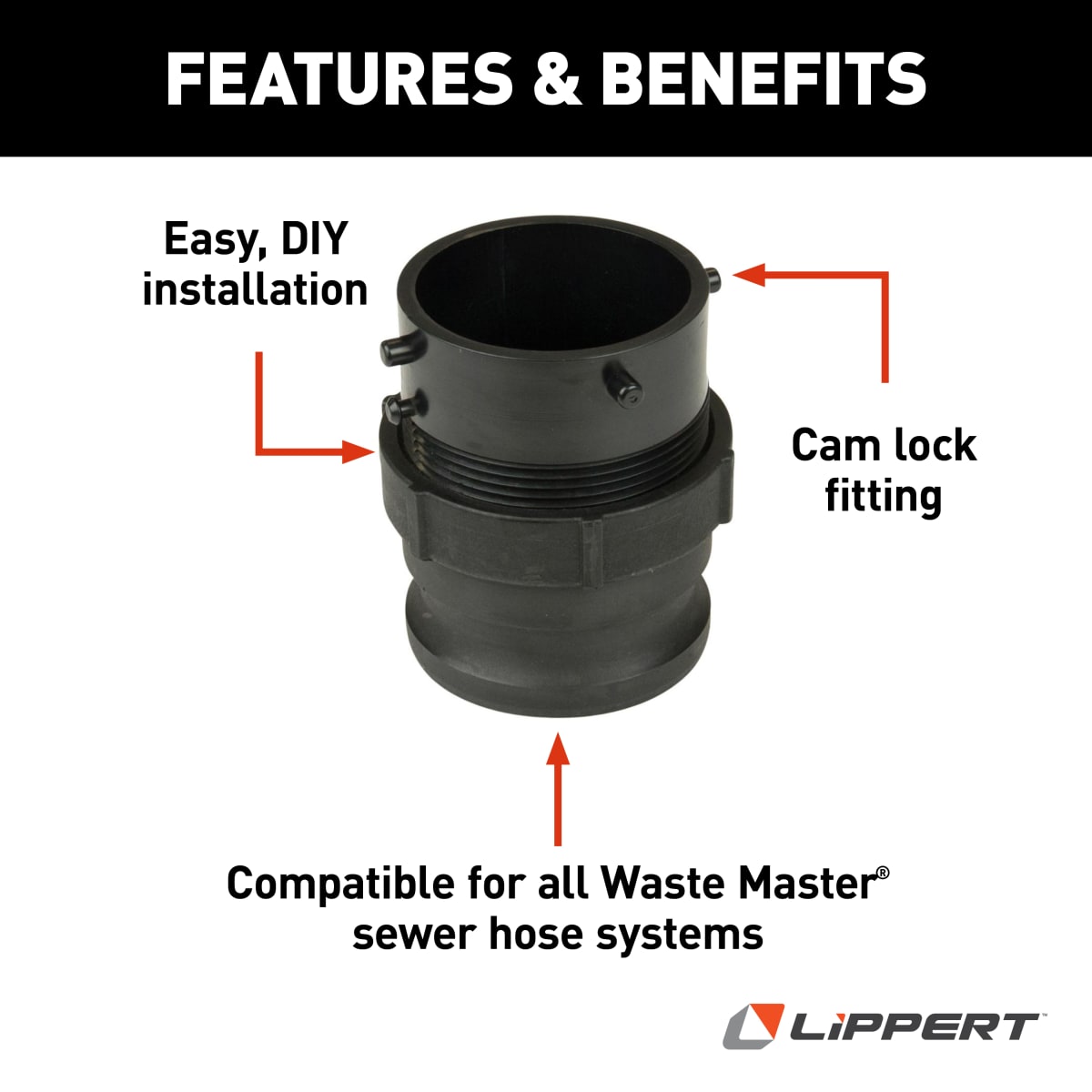 Lippert Waste Master RV Sewer Hose Male Bayonet Fitting Converter - view 3