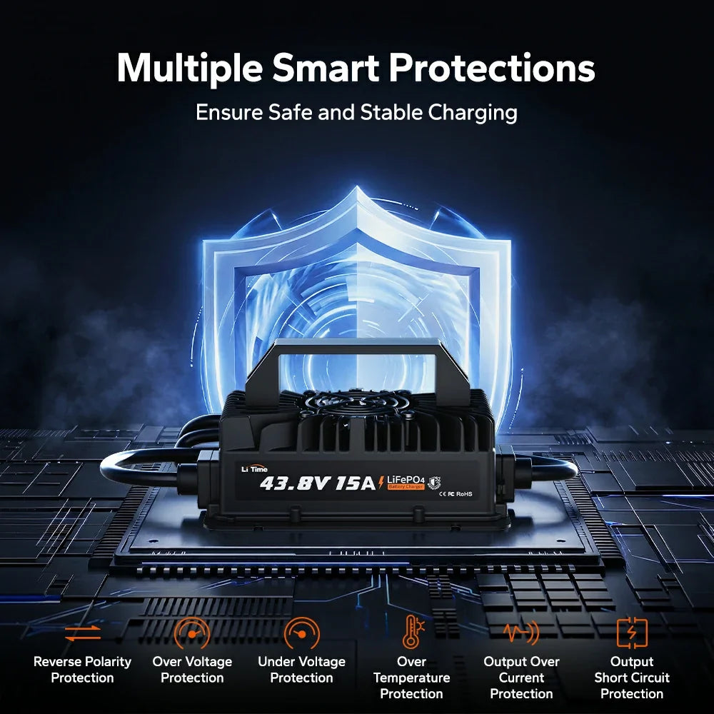 LiTime 36V (43.8V) 15A Waterproof LiFePO4 Battery Charger