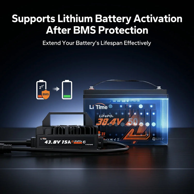 LiTime 36V (43.8V) 15A Waterproof LiFePO4 Battery Charger