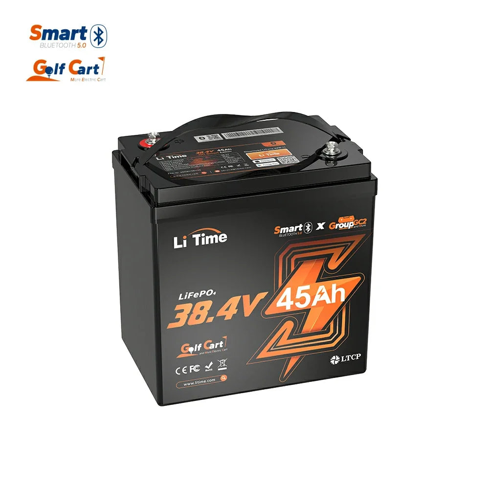 LiTime 36V 45Ah GC2 Bluetooth LiFePO4 Golf Cart & Trolling Battery