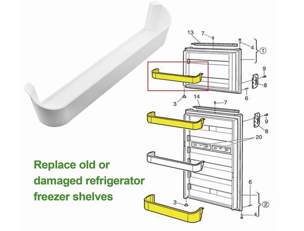 Dometic RV refrigerator freezer door shelf replacement - view 2