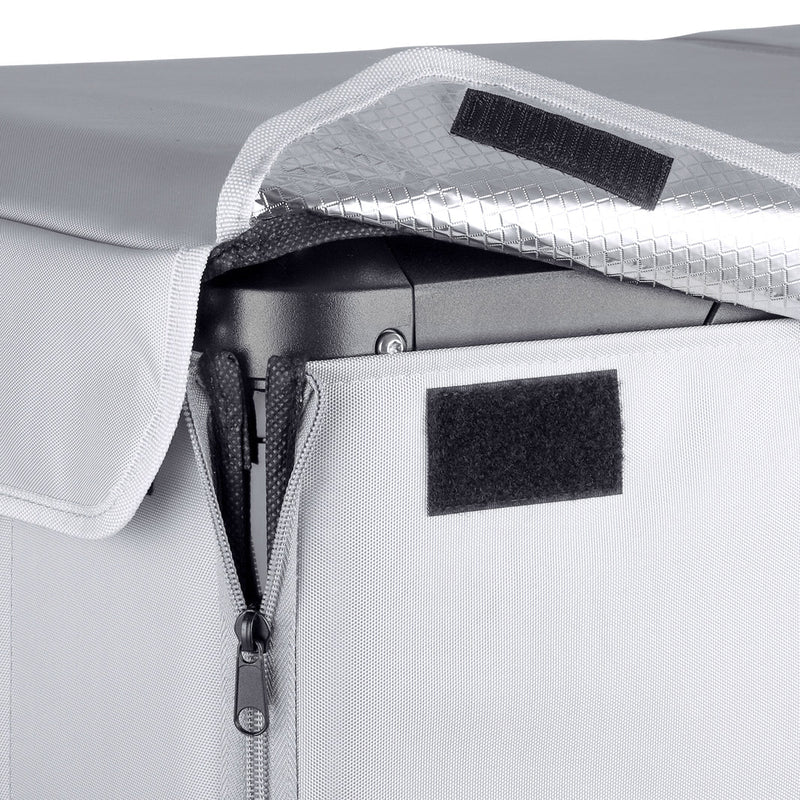 ICECO upgraded insulated protective cover on a VL60ProS portable fridge, gray